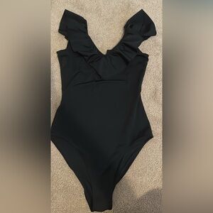 Aritzia Wilfred bodysuit ruffled collar size XS black